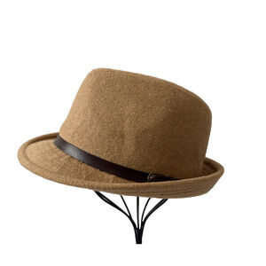 D&Y Wool Blend Fedora Camel‎ Tan Hat Women’s OS Boho Winter Neutral Classic